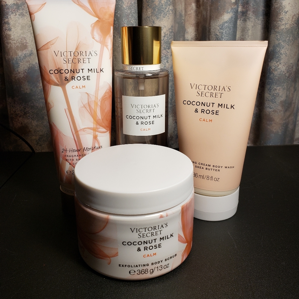 4 PC VICTORIA'S SECRET COCONUT MILK & ROSE
